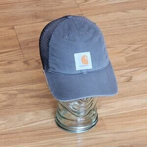 Carhartt Trucker Hat Mesh Back Distressed Grey Snapback One Size Fits Most